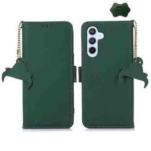 For Samsung Galaxy A05s Genuine Leather Magnetic RFID Leather Phone Case(Green)