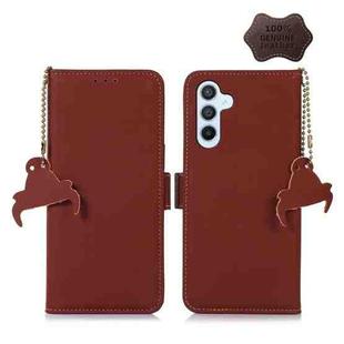 For Samsung Galaxy S24+ 5G Genuine Leather Magnetic RFID Leather Phone Case(Coffee)