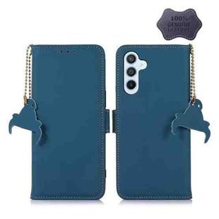 For Samsung Galaxy S24 5G Genuine Leather Magnetic RFID Leather Phone Case(Blue)