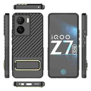 For vivo iQOO Z7 5G Global Wavy Textured Phone Case with Lens Film(Black)