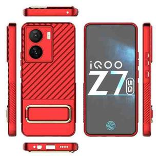 For vivo iQOO Z7 5G Global Wavy Textured Phone Case with Lens Film(Red)