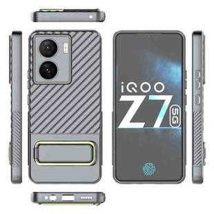 For vivo iQOO Z7 5G Global Wavy Textured Phone Case with Lens Film(Grey)
