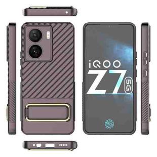 For vivo iQOO Z7 5G Global Wavy Textured Phone Case with Lens Film(Brown)