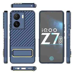 For vivo iQOO Z7 5G Global Wavy Textured Phone Case with Lens Film(Blue)