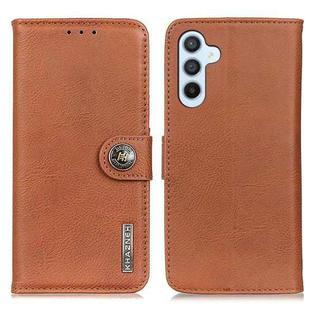 For Samsung Galaxy M34 5G KHAZNEH Cowhide Texture Horizontal Flip Leather Phone Case(Brown)