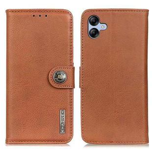 For Samsung Galaxy A05 4G KHAZNEH Cowhide Texture Horizontal Flip Leather Phone Case(Brown)