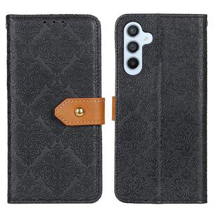 For Samsung Galaxy S24 European Floral Embossed Leather Phone Case(Black)
