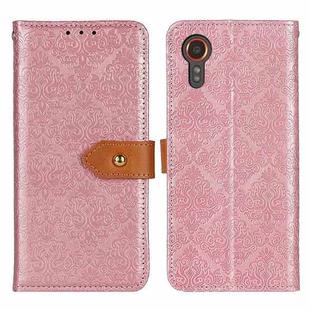 For Samsung Galaxy Xcover7 European Floral Embossed Leather Phone Case(Pink)