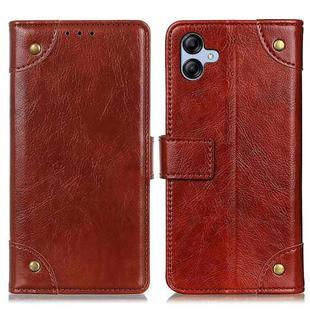 For Samsung Galaxy A05 4G Copper Buckle Nappa Texture Leather Phone Case(Brown)