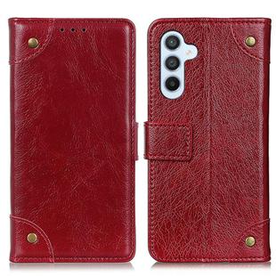 For Samsung Galaxy S24 Copper Buckle Nappa Texture Leather Phone Case(Wine Red)