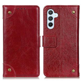 For Samsung Galaxy S24+ Copper Buckle Nappa Texture Leather Phone Case(Wine Red)