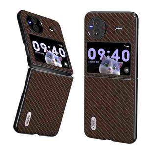 For vivo X Flip Carbon Fiber Texture Protective Phone Case(Dark Brown)