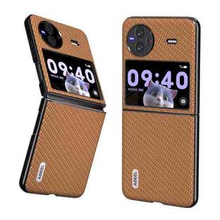 For vivo X Flip Carbon Fiber Texture Protective Phone Case(Light Brown)