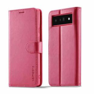 For Google Pixel 6a LC.IMEEKE Calf Texture Flip Leather Phone Case(Red)