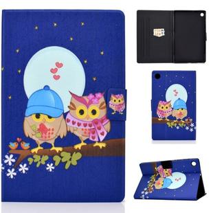 For Lenovo Tab M10 Plus TB-X606F Colored Drawing Horizontal Flip Leather Case with Holder & Card Slots & Sleep / Wake-up Function(Couple Owls)