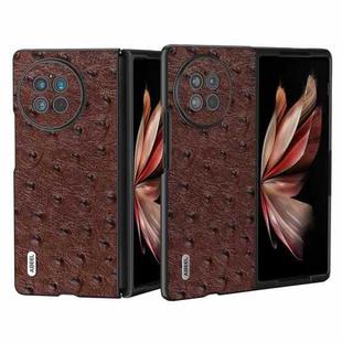 For vivo X Fold2 Genuine Leather Ostrich Texture Phone Case(Coffee)