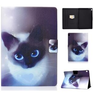 For Lenovo Tab M10 HD TB-X505F Colored Drawing Horizontal Flip Leather Case with Holder & Card Slots & Sleep / Wake-up Function(Blue Eyed Cat)