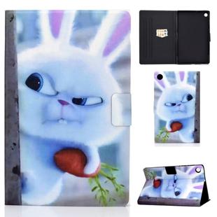 For Lenovo Tab M10 Plus TB-X606F Colored Drawing Horizontal Flip Leather Case with Holder & Card Slots & Sleep / Wake-up Function(White Rabbit)