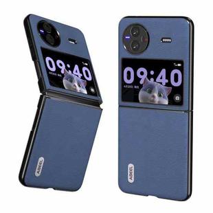 For vivo X Flip ABEEL Genuine Leather + PC Litchi Texture Phone Case(Blue)