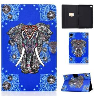 For Lenovo Tab M10 Plus TB-X606F Colored Drawing Horizontal Flip Leather Case with Holder & Card Slots & Sleep / Wake-up Function(Ethnic Elephant)