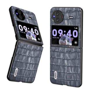 For vivo X Flip ABEEL Crocodile Texture Genuine Leather Phone Case(Blue)