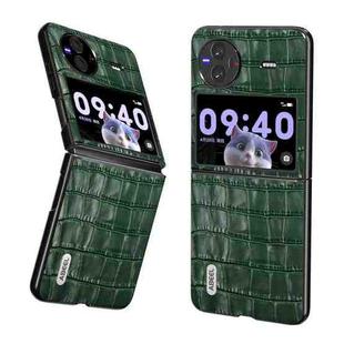 For vivo X Flip ABEEL Crocodile Texture Genuine Leather Phone Case(Green)