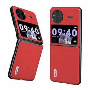 For vivo X Flip ABEEL Cross Texture Genuine Leather Phone Case(Red)