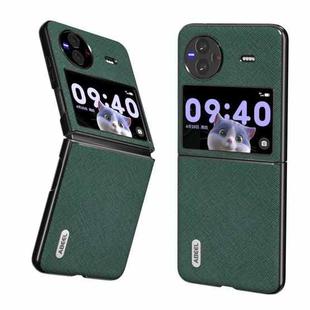 For vivo X Flip ABEEL Cross Texture Genuine Leather Phone Case(Green)