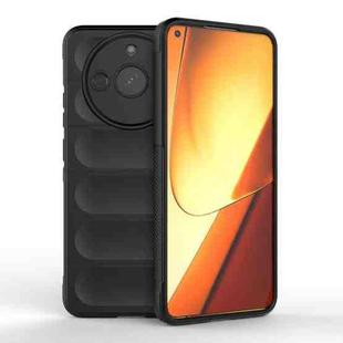 For Realme 11 5G Magic Shield TPU + Flannel Phone Case(Black)