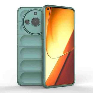 For Realme 11 5G Magic Shield TPU + Flannel Phone Case(Dark Green)