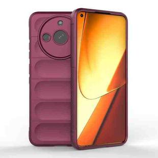 For Realme 11 5G Magic Shield TPU + Flannel Phone Case(Wine Red)