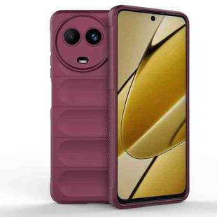 For Realme 11 5G Global Magic Shield TPU + Flannel Phone Case(Wine Red)
