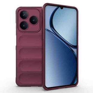 For Realme C61 4G Global Magic Shield TPU + Flannel Phone Case(Wine Red)