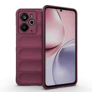 For Realme 14 5G Global Magic Shield TPU + Flannel Phone Case(Wine Red)