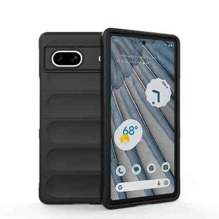 For Google Pixel 7a Magic Shield TPU + Flannel Phone Case(Black)