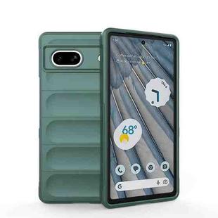 For Google Pixel 7a Magic Shield TPU + Flannel Phone Case(Dark Green)