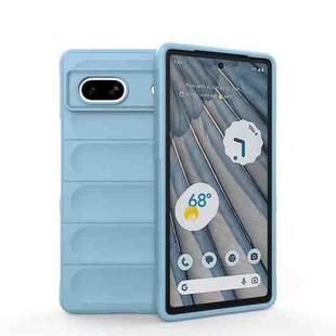 For Google Pixel 7a Magic Shield TPU + Flannel Phone Case(Light Blue)