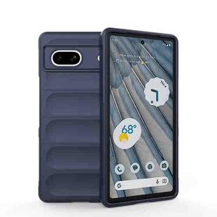 For Google Pixel 7a Magic Shield TPU + Flannel Phone Case(Dark Blue)