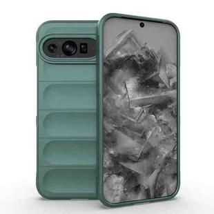 For Google Pixel 9 Pro XL 5G Magic Shield TPU + Flannel Phone Case(Dark Green)