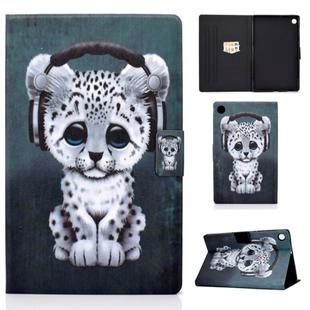 For Lenovo Tab M10 Plus TB-X606F Colored Drawing Horizontal Flip Leather Case with Holder & Card Slots & Sleep / Wake-up Function(Music Leopard)