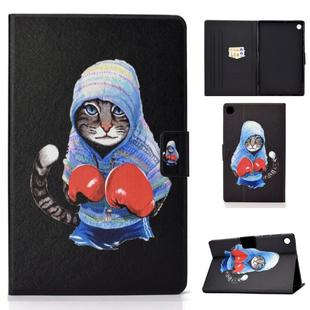 For Lenovo Tab M10 Plus TB-X606F Colored Drawing Horizontal Flip Leather Case with Holder & Card Slots & Sleep / Wake-up Function(Boxing Cat)