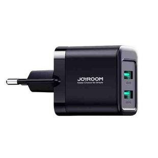 JOYROOM JR-TCN01 2.4A Dual Ports USB Charger, Plug:EU Plug(Black)