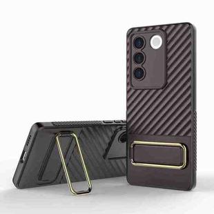 For vivo S16 5G Wavy Textured Phone Case with Lens Film(Brown)