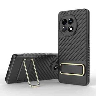 For OnePlus Ace 2 5G Wavy Textured Phone Case with Lens Film(Black)