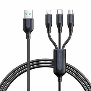 JOYROOM S-1T3066A15 Ice-Crystal Series 1.2m 66W USB to 8 Pin+Type-C+Micro USB  3 in 1 Fast Charging Data Cable(Black)