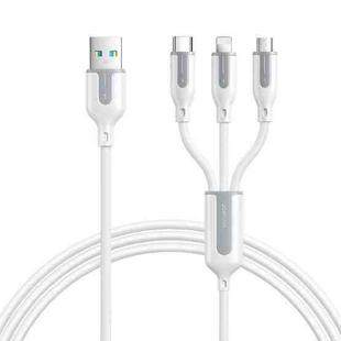 JOYROOM S-1T3018A15 Ice-Crystal Series 3.5A USB to 8 Pin+Type-C+Micro USB 3 in 1 Charging Cable, Length:1.2m(White)