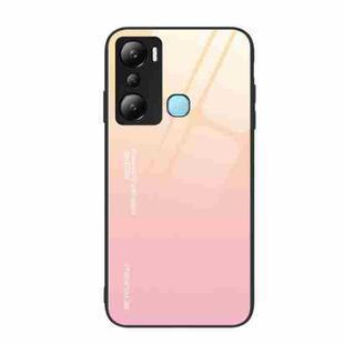 For Infinix Hot 20i Gradient Color Glass Phone Case(Yellow Pink)