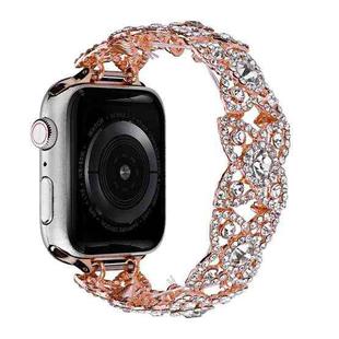 4-Petal Diamond Metal Watch Band For Apple Watch 8 41mm(Rose Gold)