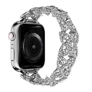 4-Petal Diamond Metal Watch Band For Apple Watch 8 41mm(Silver)