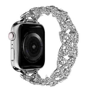 4-Petal Diamond Metal Watch Band For Apple Watch 7 41mm(Silver)